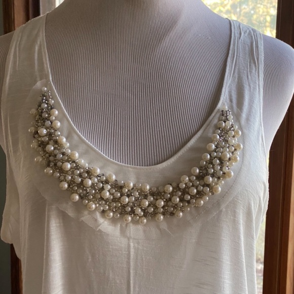 Loveappella Beaded Bodice Tank In Cream - Picture 2 of 4